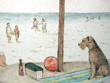 Airedales at Beach
